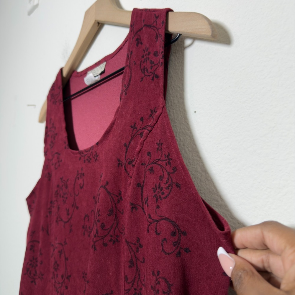 VTG 90s Whimsigoth Jumper Dress Medium Burgundy Paisley Maxi Faux Suede Western - Picture 4 of 7